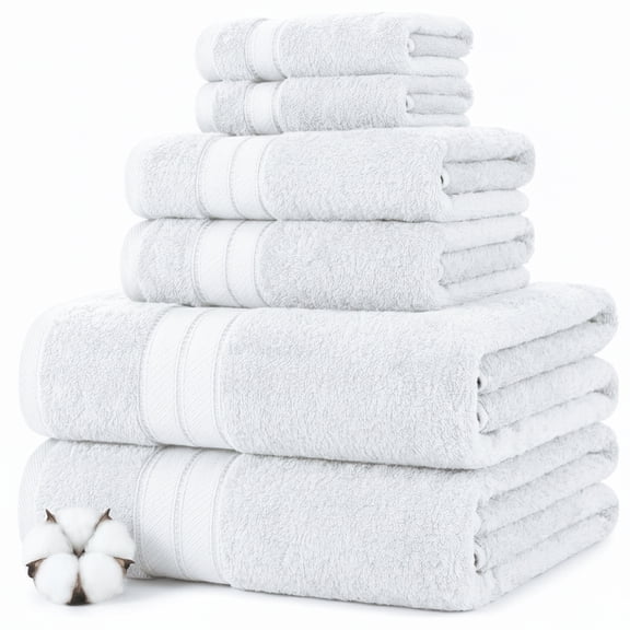 Modern Threads Spunloft 6-Piece Cotton Bath Towel Set, White