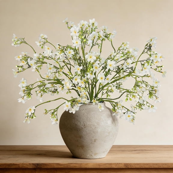 10 PCS Silk Flowers with Long Stems Artificial Flower for Tall Vase Outdoors Fake Babys Breath Bouquet Faux Floral Wedding Party Decoration Home Indoor Table Centerpiece Decor (White)