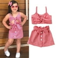 thumbnail image 2 of 2PCS Bambin Enfants Bébé Filles à Carreaux Crop Tops Jupe Robe Tenue Vêtements Été Rouge 1-2 Ans, 2 of 8