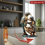 1pc 2d flat Rotating acrylic display featuring a fierce warrior princess fastening a medallion onto an eagle for themed celebrations and as a striking centerpiece in any home