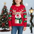 thumbnail image 2 of SGMVNU Novelty Christmas Sweaters for Girls with Whimsical Santa Motif Knitted Pullover Warm Top for Winter Parties Holiday Outfits(y1202_2-Red, Size 5-6 Years), 2 of 9