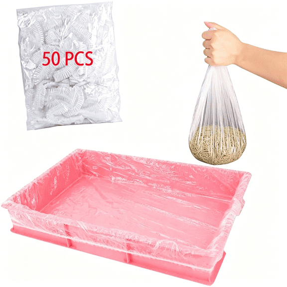 CCOCC 50 Pcs Disposable Rabbit Cage Liner Plastic Toilet Film Leak-Proof for Small Animals Bunny Guinea Pig Bird Cage Liners Litter Box Crate Tray Drawer Quick Cleanup Essentials Indoor (Small)