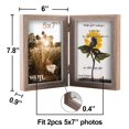 thumbnail image 3 of Marcos de fotos de 5 x 7 pulgadas con doble bisagra, MDF, vetas de madera, caja para sombras con frente de vidrio, soporte vertical sobre mesa, 3 of 7