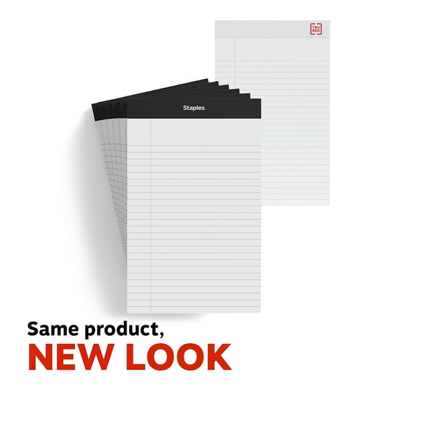 Staples Notepads 5" x 8" Narrow White 100 Sheets/Pad 6 Pads/Pack (13770
