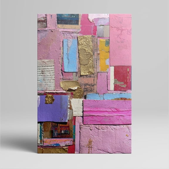 1pc Pink - Hued Collage - Style Canvas Wall Art with Gold Accents, framed Decor room hanging Wall Picture Decor for Home Gifts, living room, bathroom, bedroom, kitchen wall art decor canvas wall art