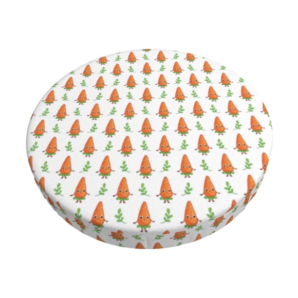 Disketp Cute Carrot Print Funda Redonda para Taburete, Funda de Cojín para Silla de Bar Suave y Elástica-14 inch