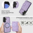 thumbnail image 4 of for Samsung Galaxy S24 Wallet Case, 2-in-1 Magnetic Detachable Card Holder, PU Leather + TPU Shockproof Kickstand Phone Cover, Magnetic Clasp Card Slots Back Case for Galaxy S24, Purple, 4 of 5