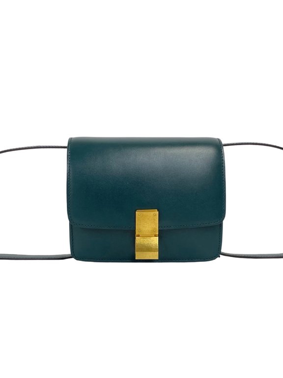 Pre-Owned CELINE Classic Box Small Leather Mini Semi One Shoulder Bag/Sacoche, Green, 14874