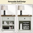 thumbnail image 4 of PLAMLE End Table for Living Room with Drawers Storage Retro Sofa Side Table with Charging Station Wooden Nightstand End Table, 4 of 8