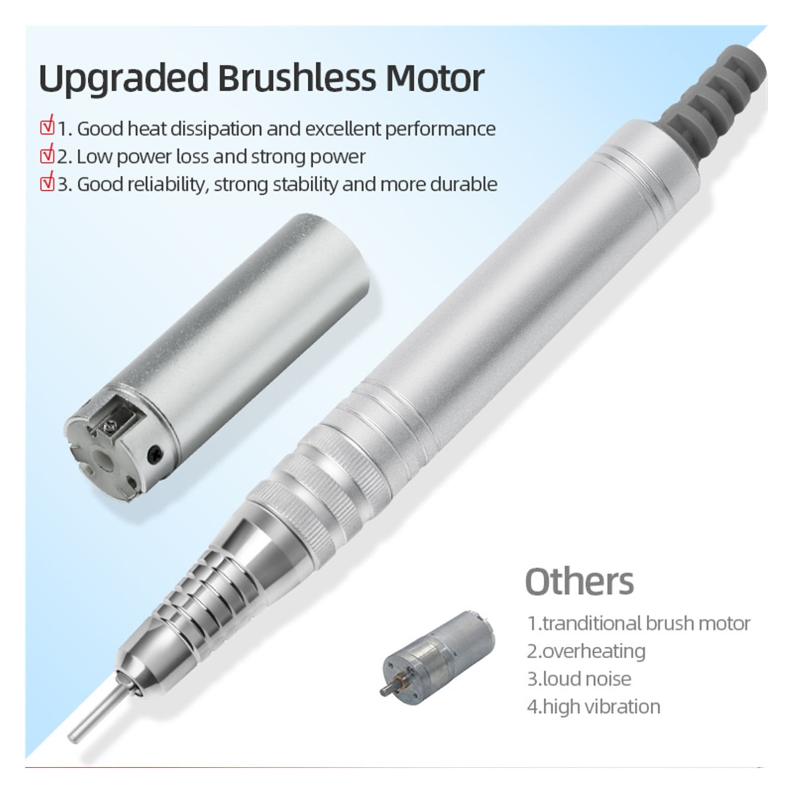 Professional Electric Nail Drill Machine, Portable Rechargeable 35000RPM Nail Drill for Acrylic Gel Nails