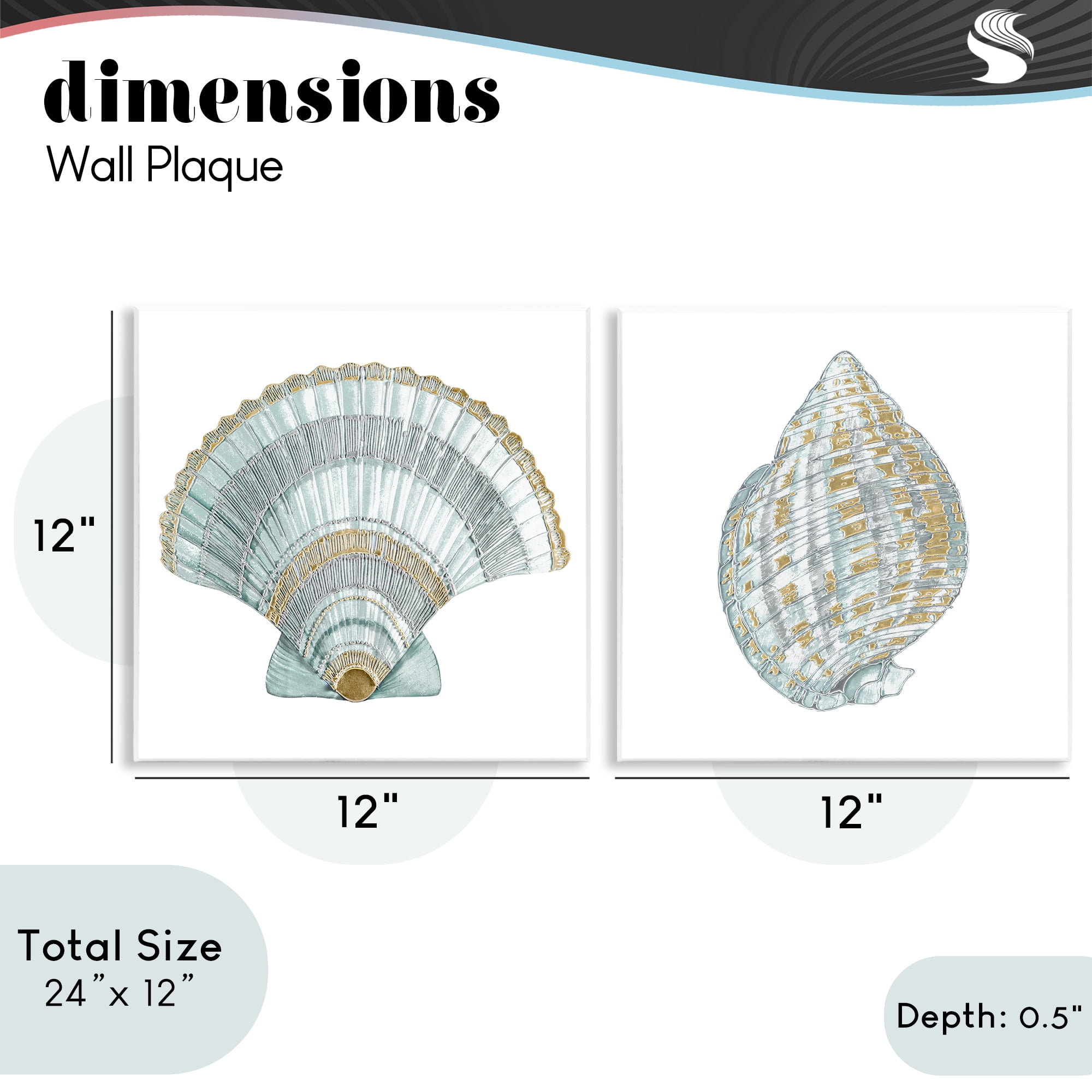 Stupell Industries Regal Clam Shell Duo 2 Piece Wall Plaque Art Set, design by Lorenzo Collective