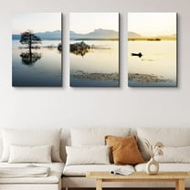 PixonSign Canvas Print Wall Art Set Blue and Orange Wetland Nature Wilderness Photography Realism Contemporary Landscape Colorful Multicolor Ultra for Living Room, Bedroom, Office - 24"x36"x3