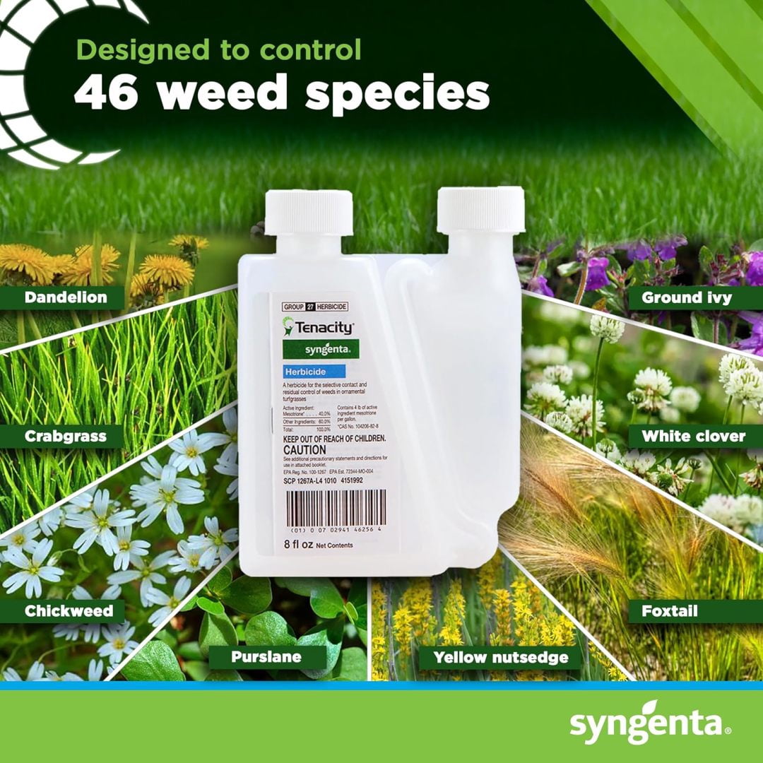 ZZJP Tenacity Herbicide - Pre-Emergent and Post-Emergent Weed Control, 8-oz. Liquid Weed Killer for Lawns and Turf Grasses, Active Ingredient Mesotrione Herbicide