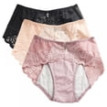 thumbnail image 1 of 3 Pack Women Lace Menstrual Period Panties Leak Proof Sanitary Cotton Underwear Middle Waist Physiological Period Briefs, 1 of 10