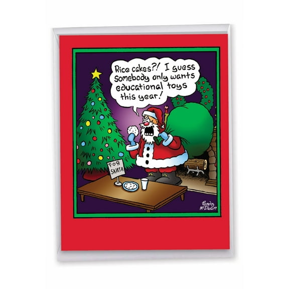 1 Jumbo Funny Holiday Christmas Greeting Card (8.5 x 11 Inch) - Rice Cakes Christmas Card J1587XSG