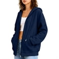 thumbnail image 6 of POROPL Sweatshirts for Women,Zip Up Hoodie Oversized Casual Long Sleeve Fleece Jacket with Pockets, 6 of 7
