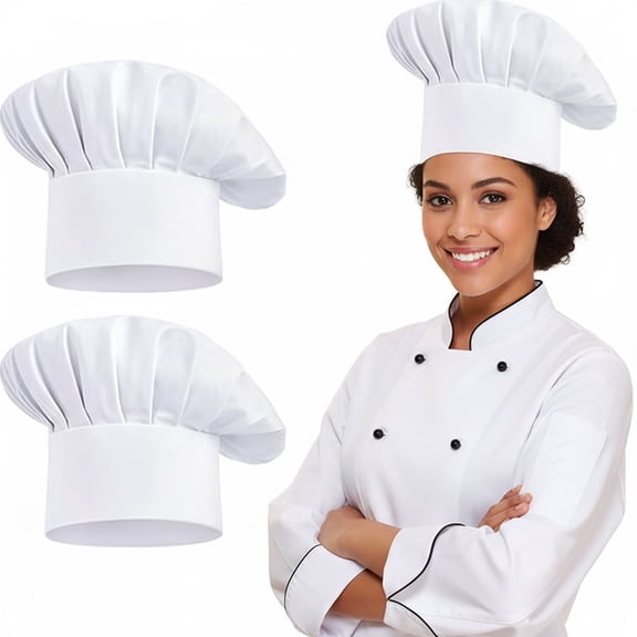 Januofit 2 Pcs Chef Hats for Men, Chef Hat, Adjustable Elastic Chef Caps for Women, Baker, Kitchen, Halloween, Christmas Cook
