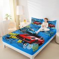 thumbnail image 4 of Homewish Colorful Race Car Full Size Sheets,Teens Extreme Sport Bed Sheets,Blue Red Sheet Sets For Boys,Luxury Bedroom Decor,4-Piece, 4 of 7