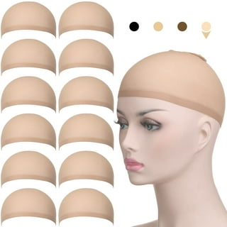 Dockapa Set of 2 Nylon Wig Caps for Women Men, Breathable Soft Black Nude Beige Hairnets Mesh Weaving Hair Net Making Cap Headgear - Plus 10 Wig Combs