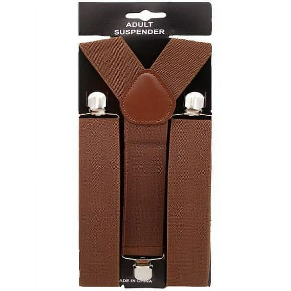 Adult WIDE BROWN 1.5 inch Suspenders for Wedding Prom Party Adjustable