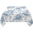 thumbnail image 3 of Blue Floral Tablecloth Square 54 Inch Vintage Chinoiserie Blue Table Cloth Polyester Fabric Spring Summer Flowers Farmhouse Table Cover for Kitchen Party Picnic Outdoor Decor, 3 of 7