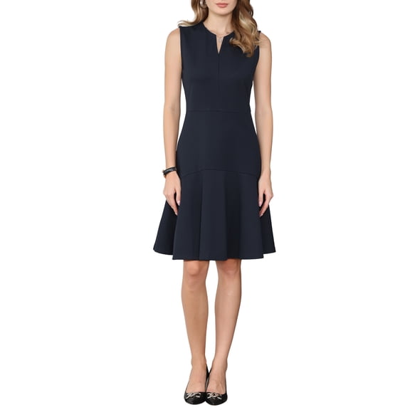 INSPIRE CHIC Women's Fishtails Dress Sleeveless Funeral 2026 Split Neck Office Dresses S Dark Blue