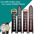 thumbnail image 2 of Correa de piel de cocodrilo para reloj C-artier PASHA, de 18, 20 mm, con boca cóncava, correa de piel de becerro marrón y negra con hebilla plegable, 2 of 5