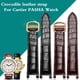 thumbnail image 2 of Correa de piel de cocodrilo para reloj C-artier PASHA, de 18, 20 mm, con boca cóncava, correa de piel de becerro marrón y negra con hebilla plegable, 2 of 5