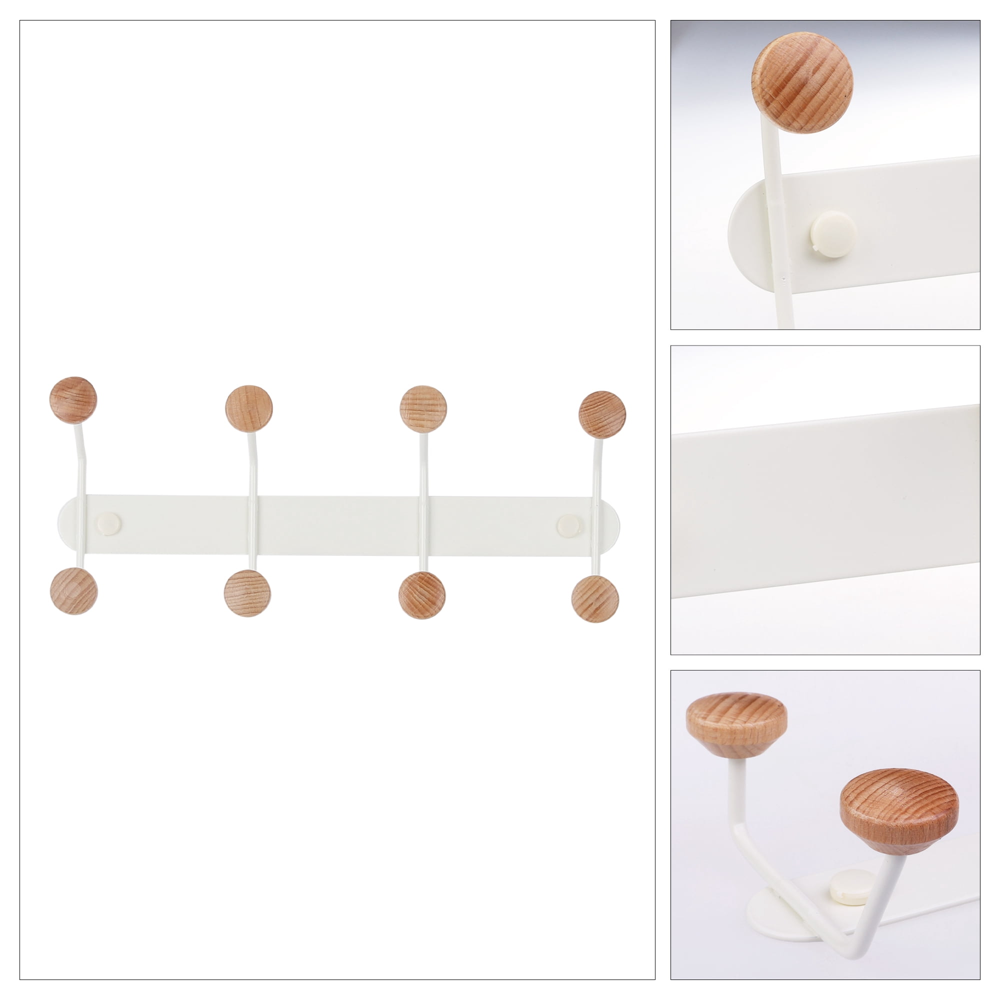 Unique Bargains 1 Pcs Coat Rack Wall Mount Coat Hook for Hanging with 8 Hooks White