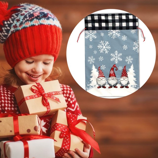 Large Durable Reusable Santa Design Holiday Sack for Festive Celebrations and Christmas Party Wrapping Storage