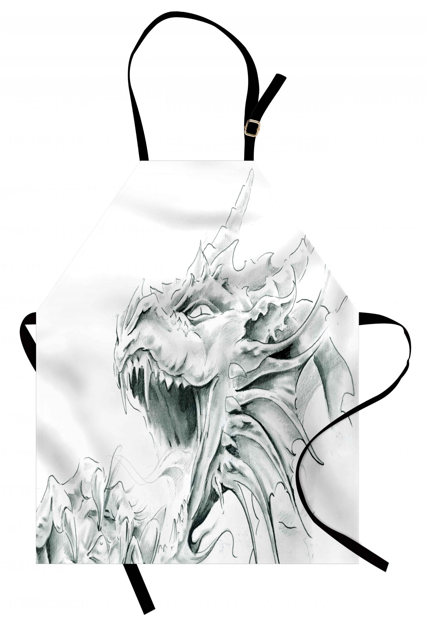 Dragon Apron Sketch of A Medieval Spiritual Character Mythological Creature Abstract Design