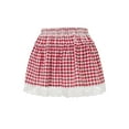 thumbnail image 2 of GXFC Women Babydoll Plaid Short Skirts Junior Girls Floral Lace Patchwork A-Line Skirts Elastic Waist Frill Trim Hem Mini Skirts Ladies Cute Fashion Classic Casual Skirts for Daily Party, 2 of 9