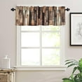 thumbnail image 3 of Rustic Wooden Barn Door Valances Curtains Wood Plank Brown Barnwood Western Country Style Lodge Farmhouse Short Curtain Valance for Kitchen Bathroom Decor with Rod Pocket, One Panel 54X18 Inches, 3 of 6