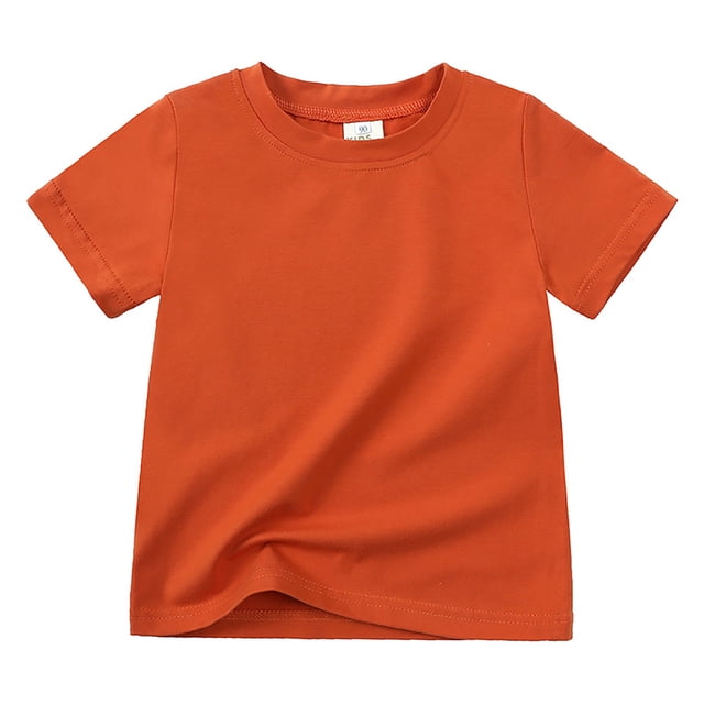 Akiihool T-Shirt Fille T-Shirt Fille T-Shirts Graphiques Vacances Haut Hibiscus Col Rond Manches Courtes Hauts Mignons Été Coupe Ajustée T-Shirt (Orange, 2-3 Ans)