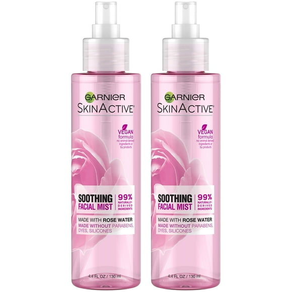 Aerosol facial Garnier con agua de rosas, 130 ml, paquete de 2