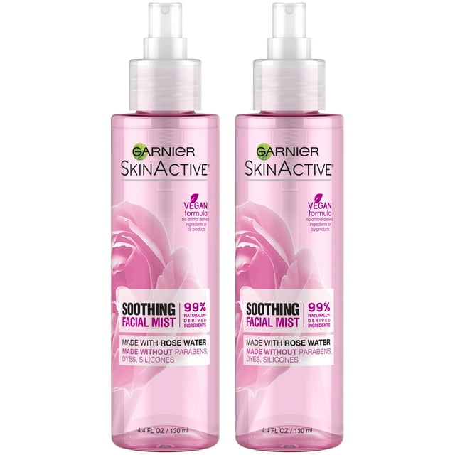 Aerosol facial Garnier con agua de rosas, 130 ml, paquete de 2