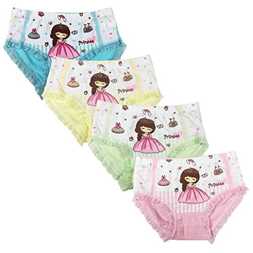 Kids Series Comfy Cotton Baby Underwear Little Girls Assorted Briefs  Princess Panties Cute Print Underskirt(Pack of 4) (PRINCESS ONE, 3-5T)