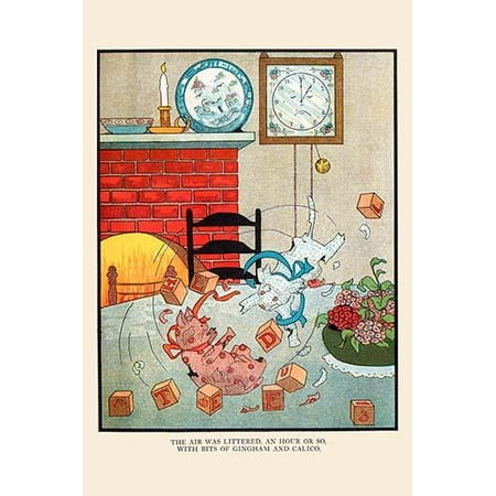 The gingham dog and calico cat fight and send the rooms contents flying