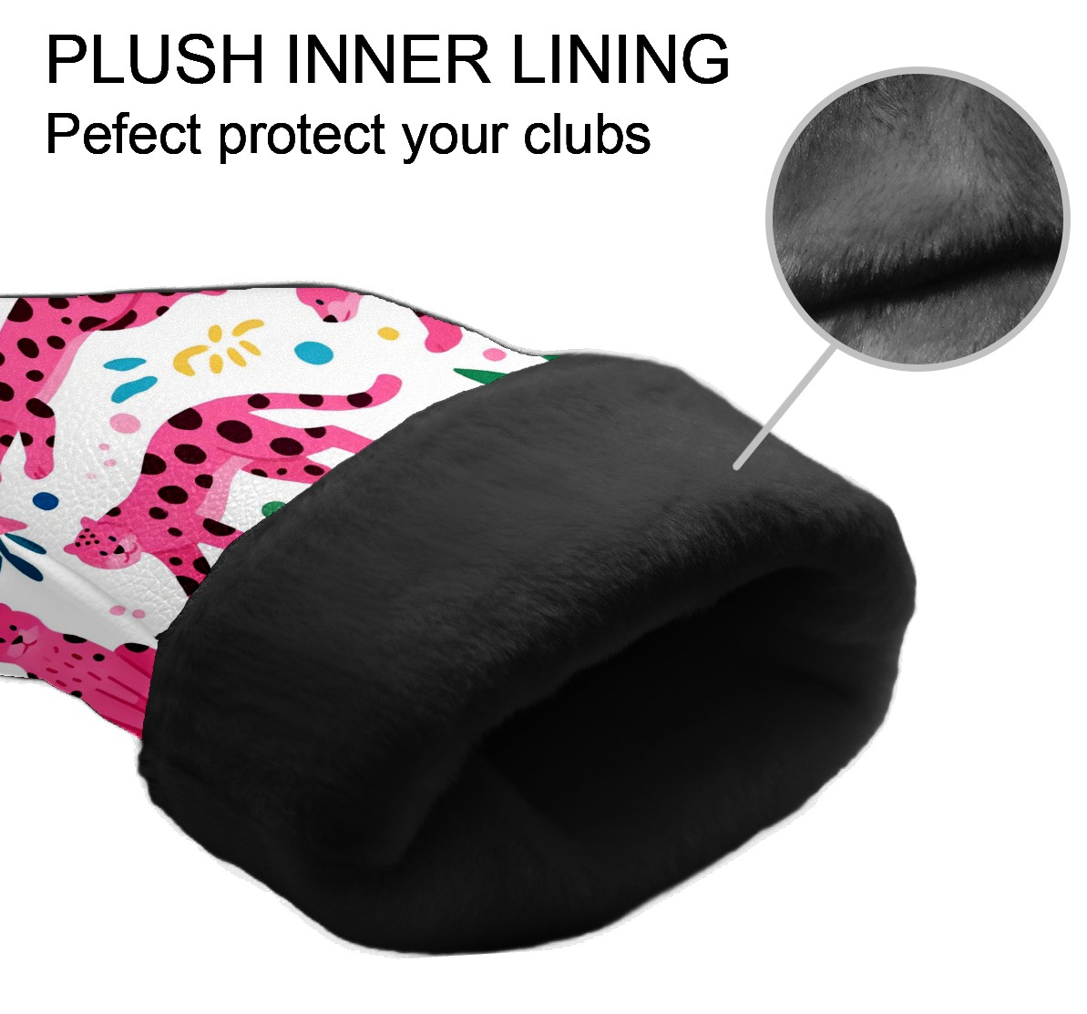 Golf Club Covers, Pink Panther Premium PU Leather Driver Hybrid Putter Head Covers with Velvet Lining, Waterproof Golf Gifts for Men Women