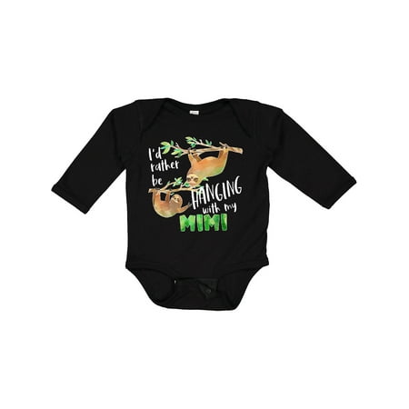 

Inktastic Id Rather Be Hanging with My Mimi- Cute Sloths Gift Baby Boy or Baby Girl Long Sleeve Bodysuit