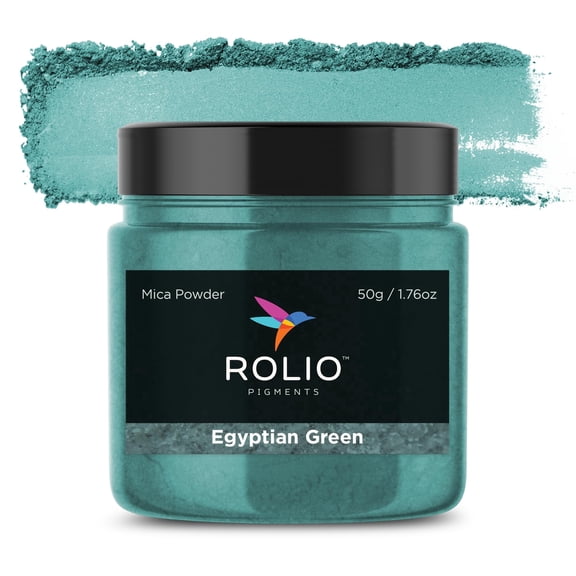 Rolio Mica Powder - Pigment for Paint Mixing & Blending for Epoxy Resin, Soap, Nails, Slime & Bath Bombs - 50g, 1 Jar, Egyptian Green