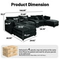 thumbnail image 7 of 144" Cloud Couch,Black-Gray Modular Sectional Sofa,U Shaped Couch with Ottoman, Chenille Fabric,6 Seats with Pillows,Cup holder,sofa set for living room, 7 of 7