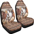 thumbnail image 3 of POLERO Car Decor Auto Interior Front Seat Protector for Sedans and SUV, Breathable Nonslip Polyester Seat Cover Set of 2, Running Horse Print, 3 of 13