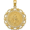 thumbnail image 1 of 14K Yellow Gold Polished Miraculous Medal With Scallop Frame Pendant (31 X 23) Made In United States k5653, 1 of 6