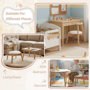 Guyou Solid Wooden Toddler Chair Ages 1-6, Boys Girls Kids Preschool Chair, Comfy Upholstered Kid Reading Chair, Sherpa Kids Desk Chair for Playroom Kindergarten Preschool Bedroom, White
