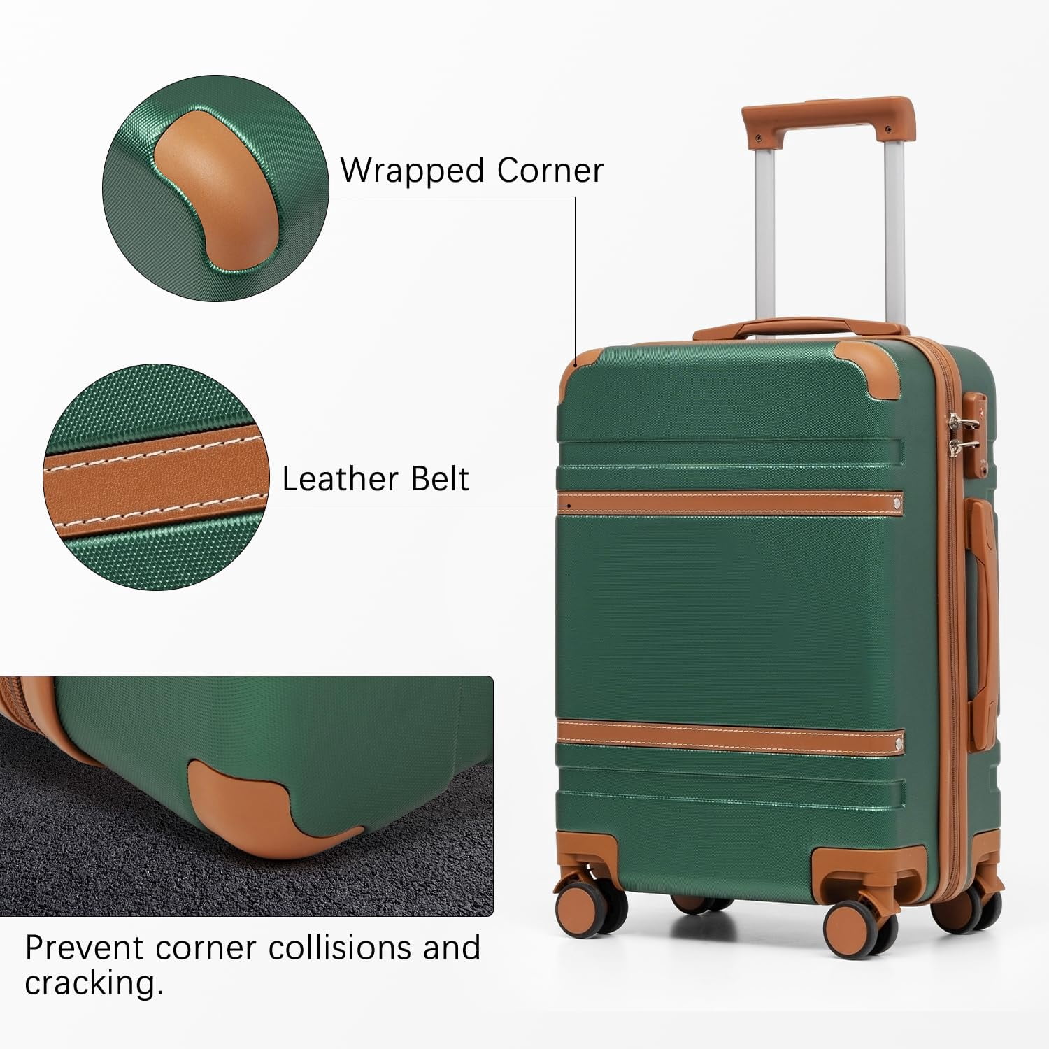 LONG VACATION Luggage Set 6 Piece Suitcase with Spinner Wheels, ABS+PC Hardshell Luggage with TSA Lock & YKK Zipper