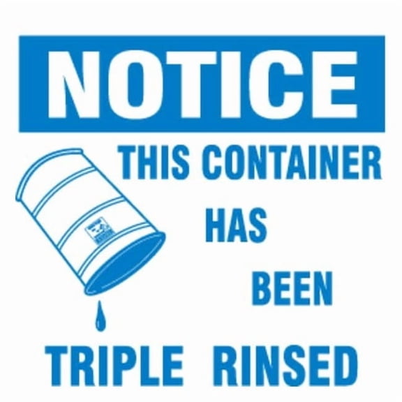 DOT Handling Label, This Container Has Been Triple Rinsed, Paper, 6" W, 6" H 60364