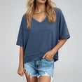 thumbnail image 2 of Casual Solid Color Short Sleeve V Neck T Shirt T Shirts Short Sleeve under 10 Women's Athletic Tops Womens Lightweight Long Sleeve Shirt Casual Shirts Women Womens Neck Tops Womens Tops And Tees, 2 of 5