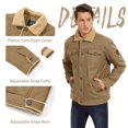 thumbnail image 2 of Men's Winter Thick Cotton Jacket Sherpa Lined Warm Trucker Casual Cargo Coat with Multi Pocket Khaki S, 2 of 6