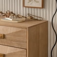 thumbnail image 4 of Noble House 47.24" 6-Drawer Dresser, Geometric Relief Chest with Metal Legs for Bedroom or Living Room, Natural, 4 of 8